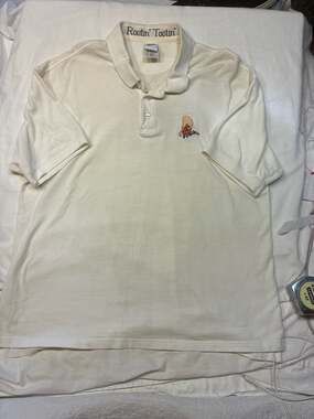 Vintage Warner Bros Studio Store Yosemite Sam Rootin' Tootin' White Polo Shirt X
